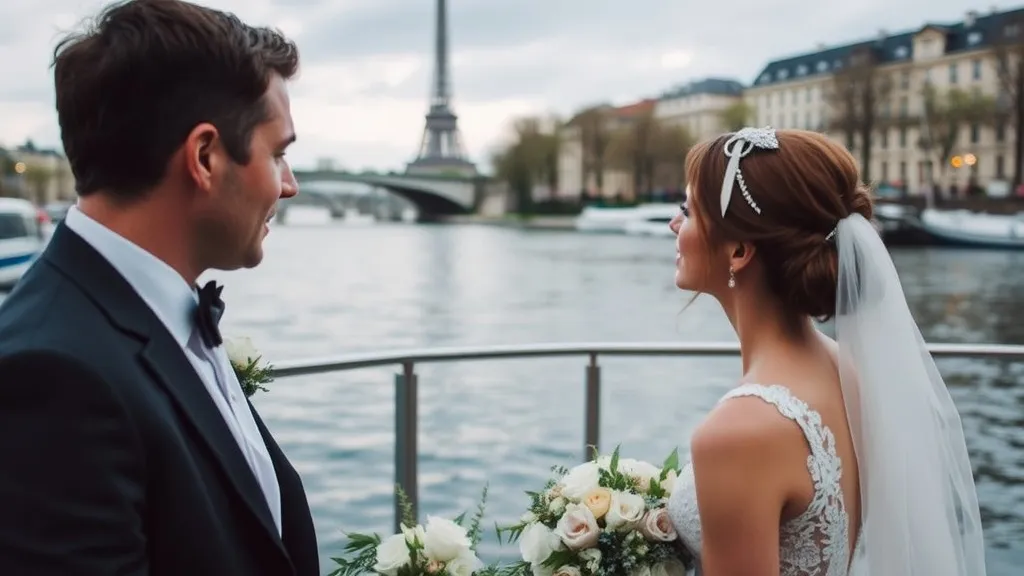 Mariage sur une péniche privatisée à Paris